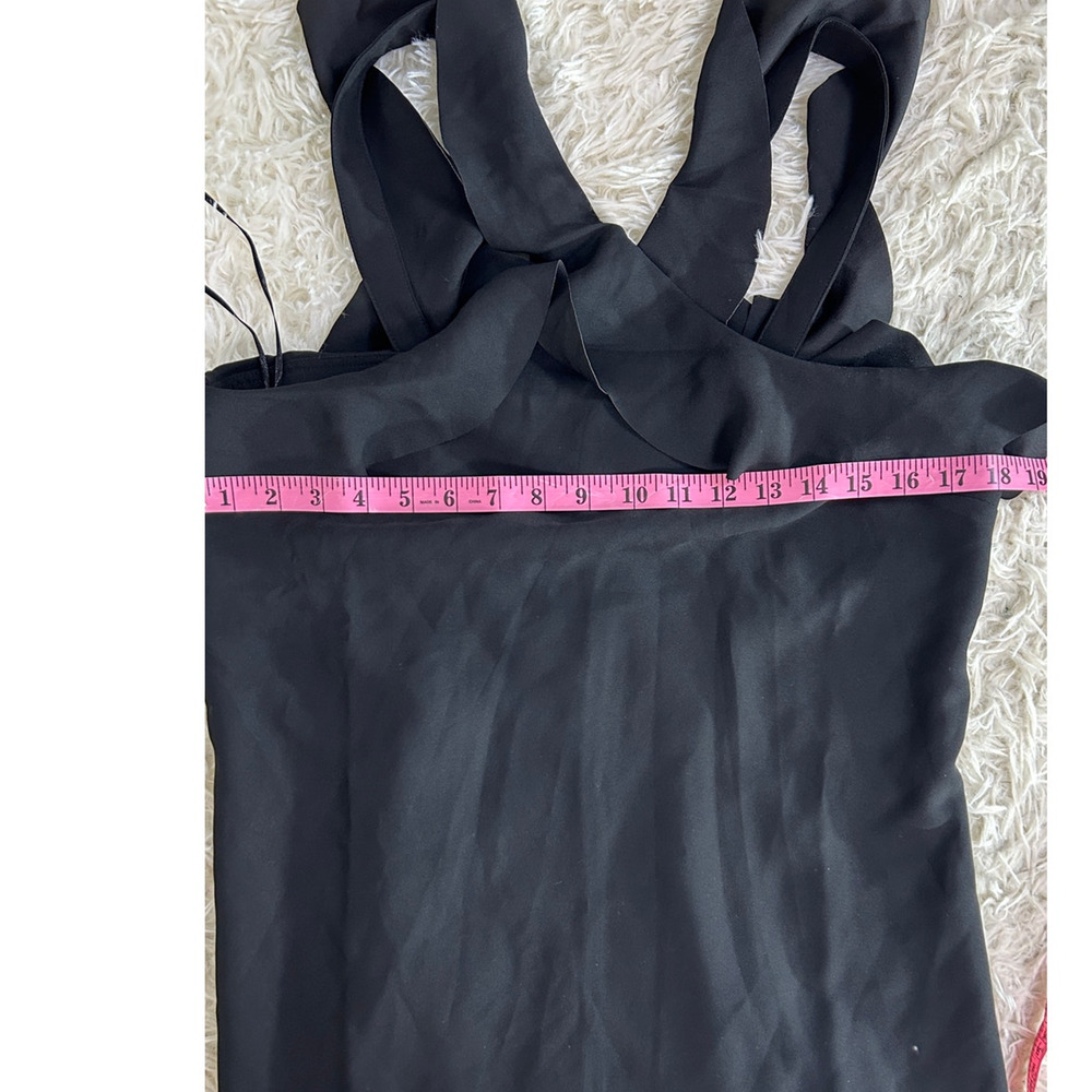 Banana Republic Women's Size 8 Tall Black Cross front Ruffle Strap Dress #0281 - Picture 12 of 13